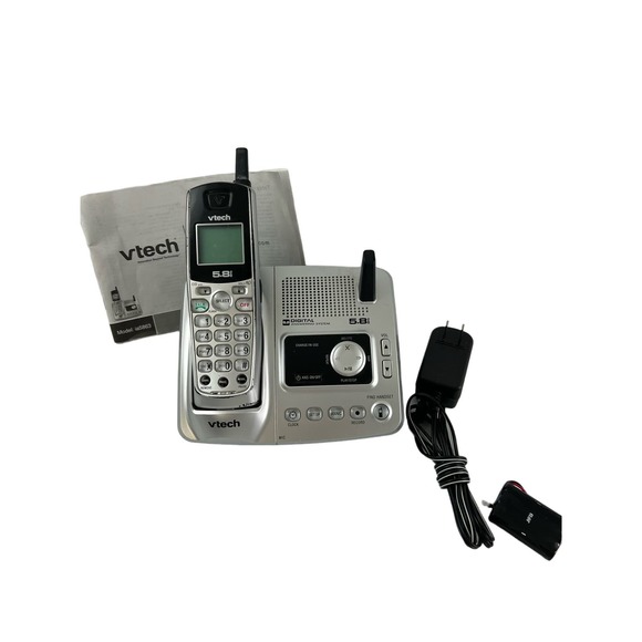 V Tech IA5863 Phone Answering System Caller ID Cordless Call Silver Black - Picture 1 of 7